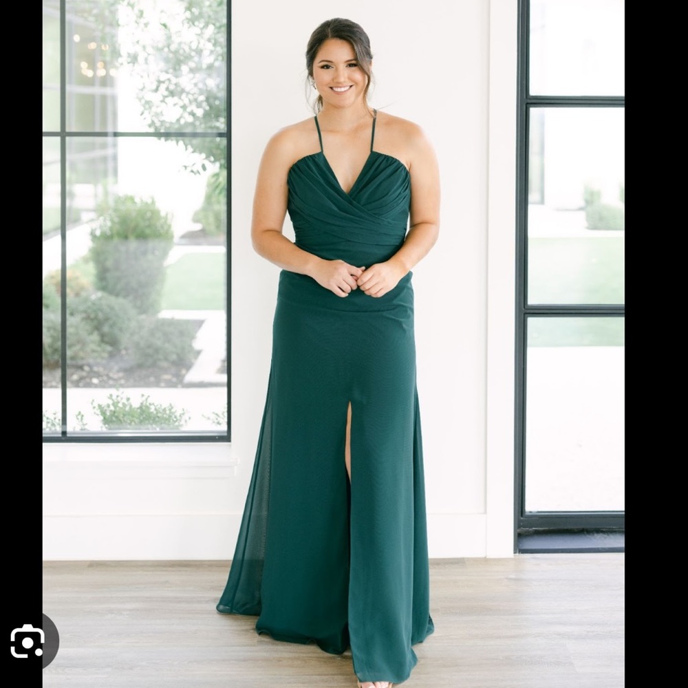 Revelry Nayeli Chiffon Dress in Dusty Blue